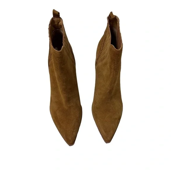 Marc Fisher Gadri Pointed Toe Bootie Rhum Suede Size 10 Stacked Heel - Picture 3 of 8